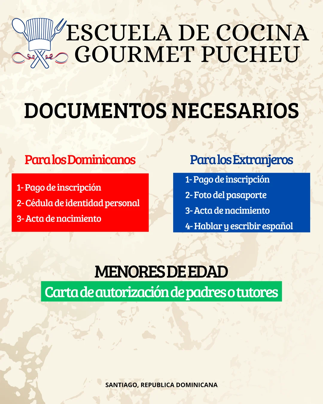 Documentos necesarios para inscribirse