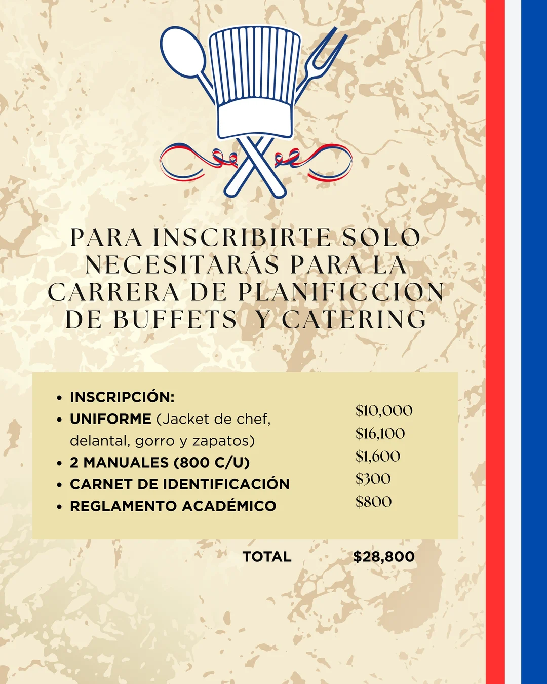 Para inscribirte solo necesitarás — desglose de inscripción