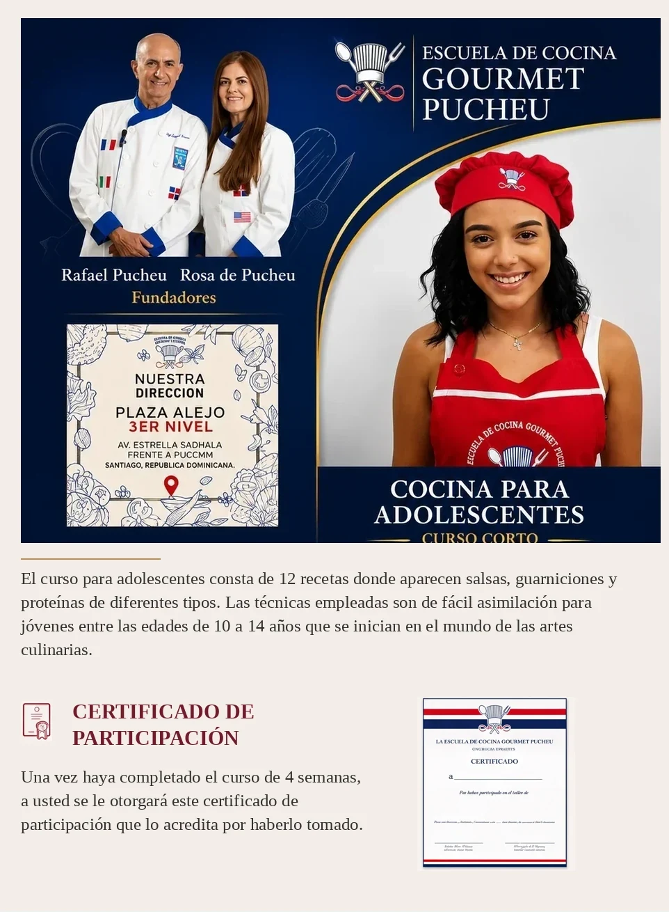 Cocina para Adolescentes — presentación del curso