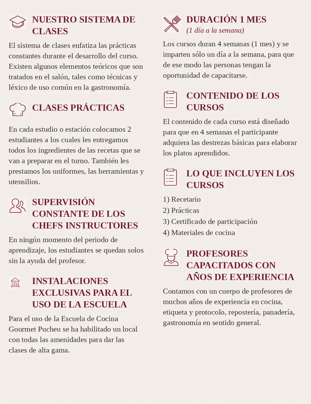 Bocadillos — información del curso