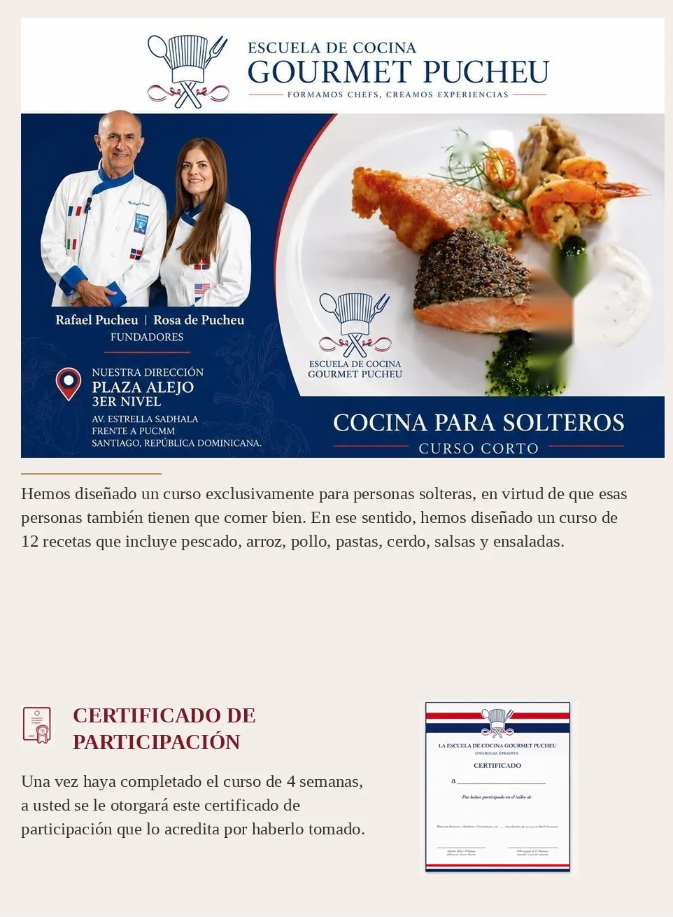 Cocina para Solteros — presentación del curso