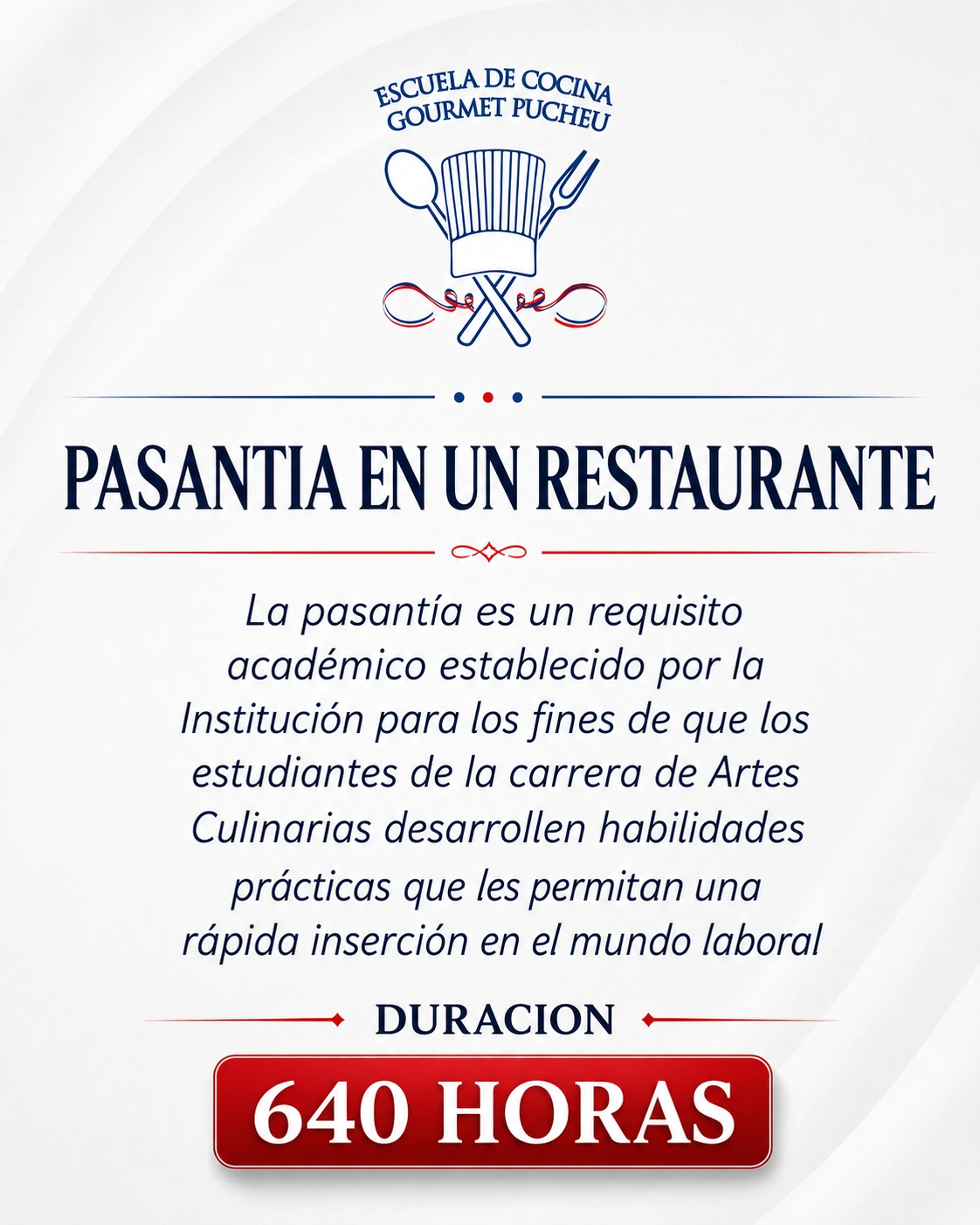 Pasantía en restaurante — 640 horas